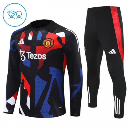 Manchester United Kind Trainings Sweatshirt Kwart-Zip 2024-25 Zwarte Manchester United Kind Trainings Sweatshirt Kwart-Zip 2024-25 Zwarte
